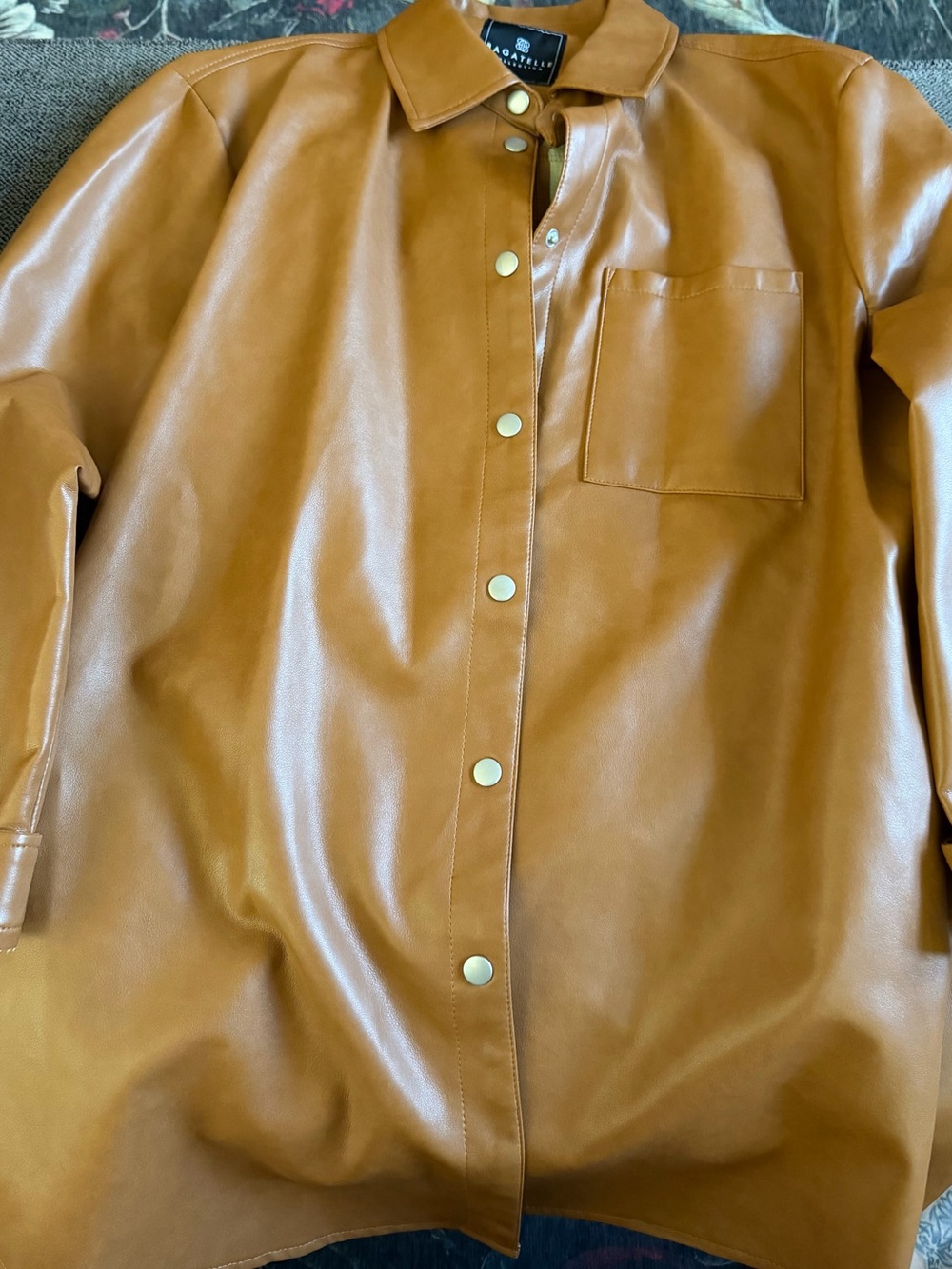 bagatelle Tan Faux Leather Snap-Front Jacket